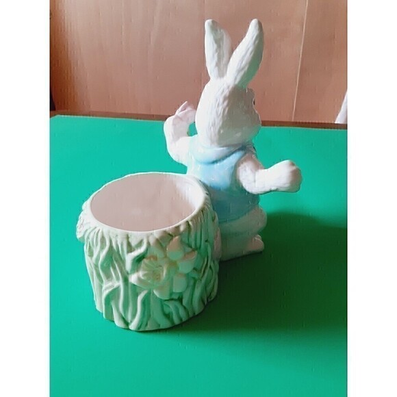 VTG Easter Planter Bunny Rabbit NEW HOLLAND FLORAL Ceramic 7" Flower Vase Decor - Picture 5 of 11